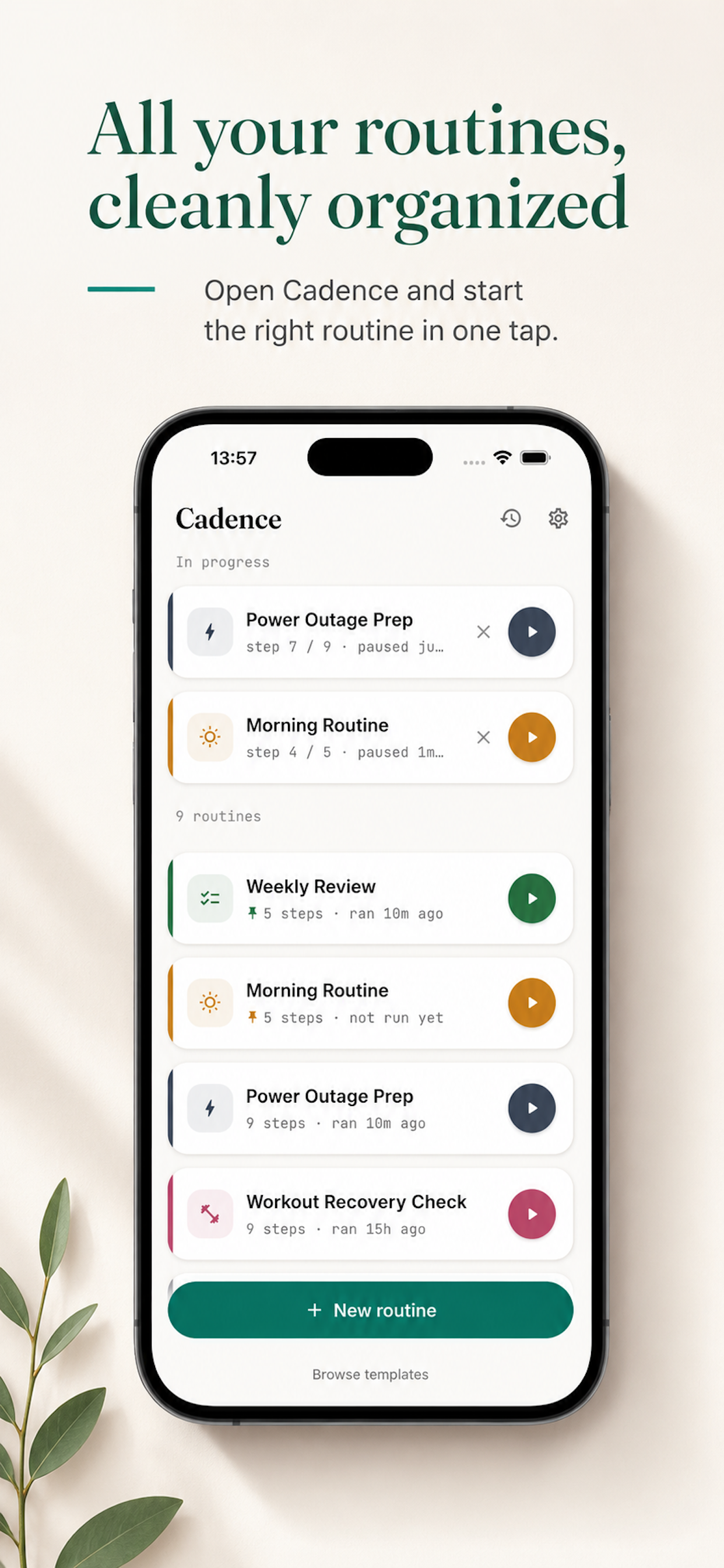 Cadence routine library screen